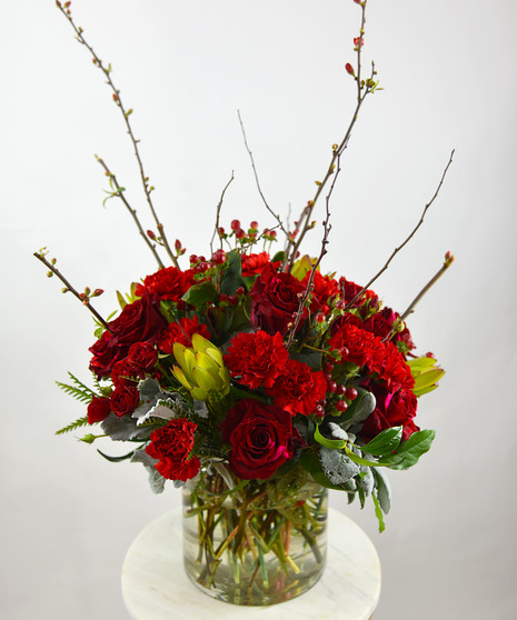 stunning red lunar new year arrangement in dramatic style